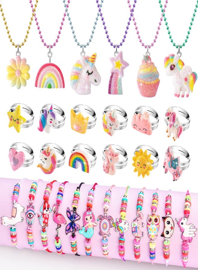 BeAndge Kids Jewelry for Little Girl Toys 4-6 4-5, Toddler Jewelry Set for Costume & Dress Up Ages 6-8, Play Rings Necklace Bracelets for Toddlers, Unicorn Gifts for 3-5 5-7 3 4 5 6 7 8 Year Old Gift Ideas - Image 1